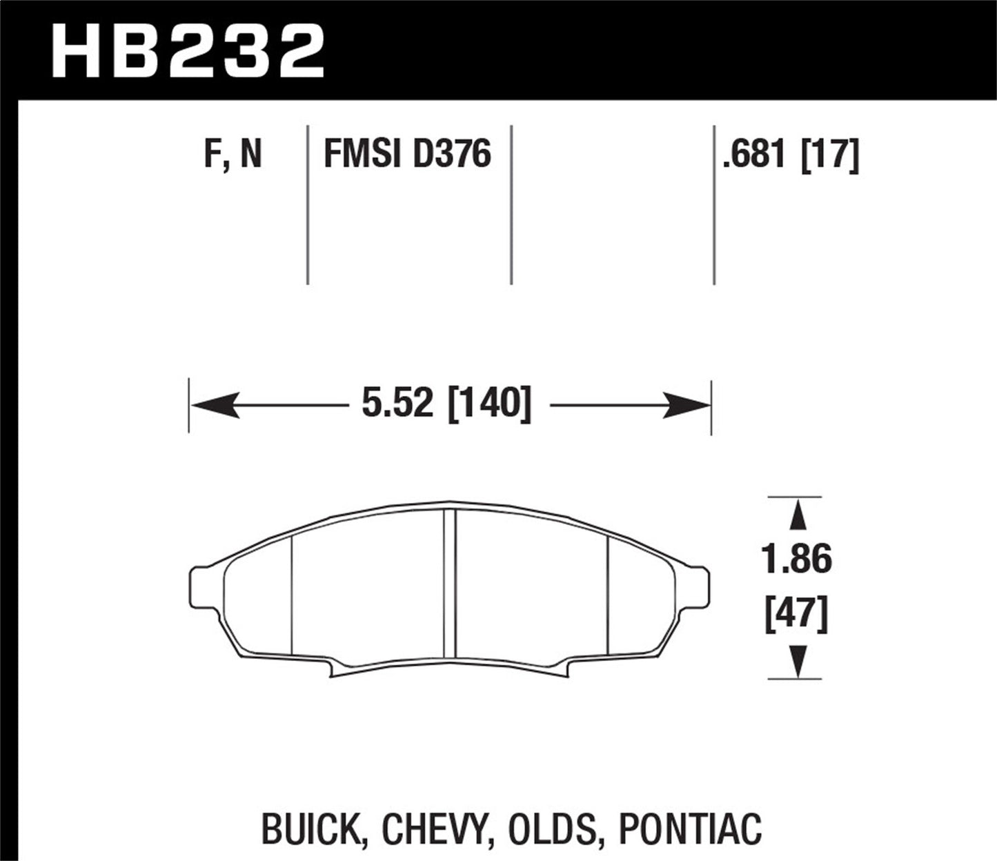 Hawk Street HPS Brake Pads Front Buick Regal Custom 1989-1993