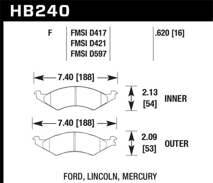 Hawk Street HPS Brake Pads Front Ford Taurus GL 1989-1993