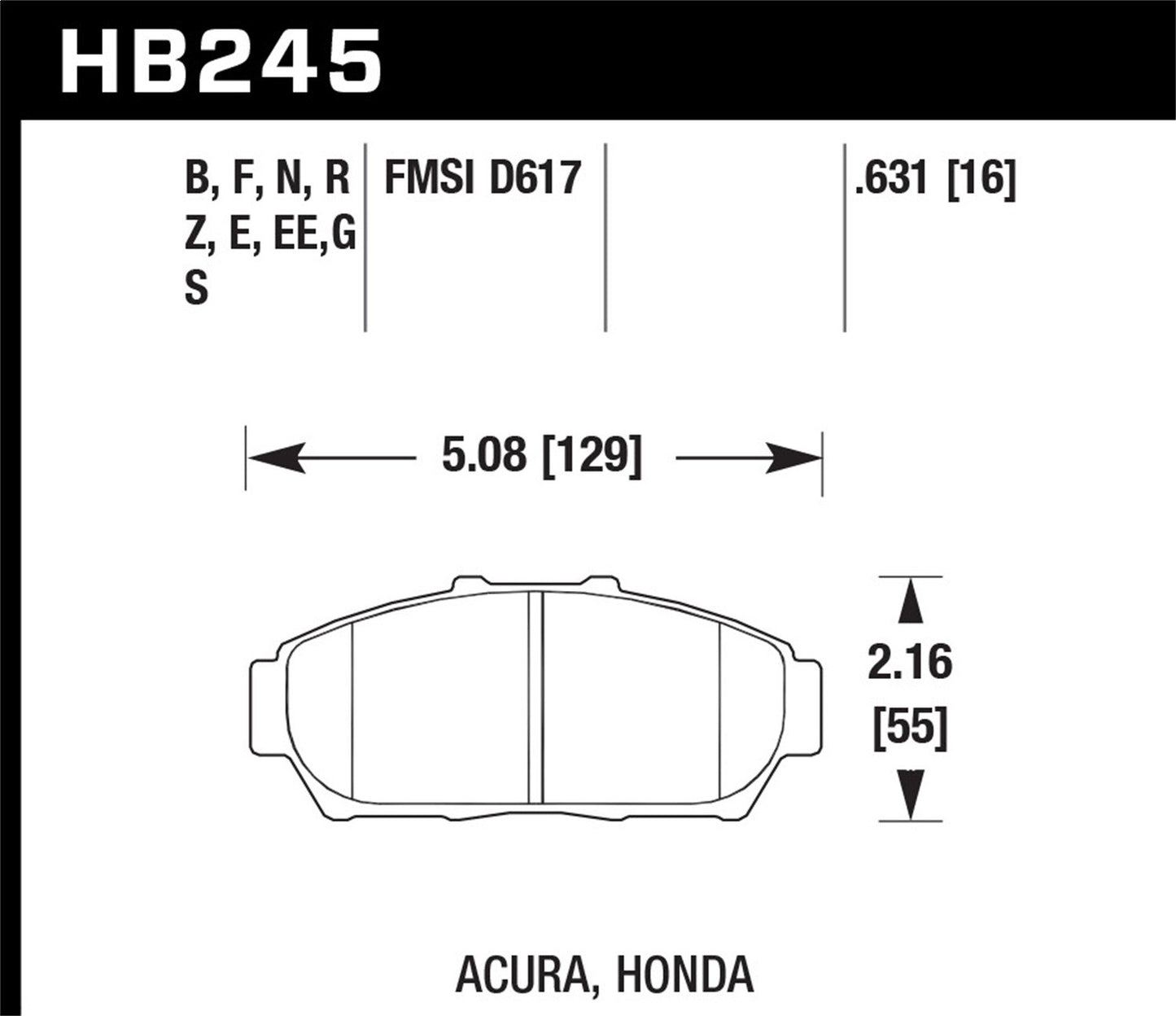 Hawk Street HPS Brake Pads Front Acura Integra GS 1997-2001 *Discontinued