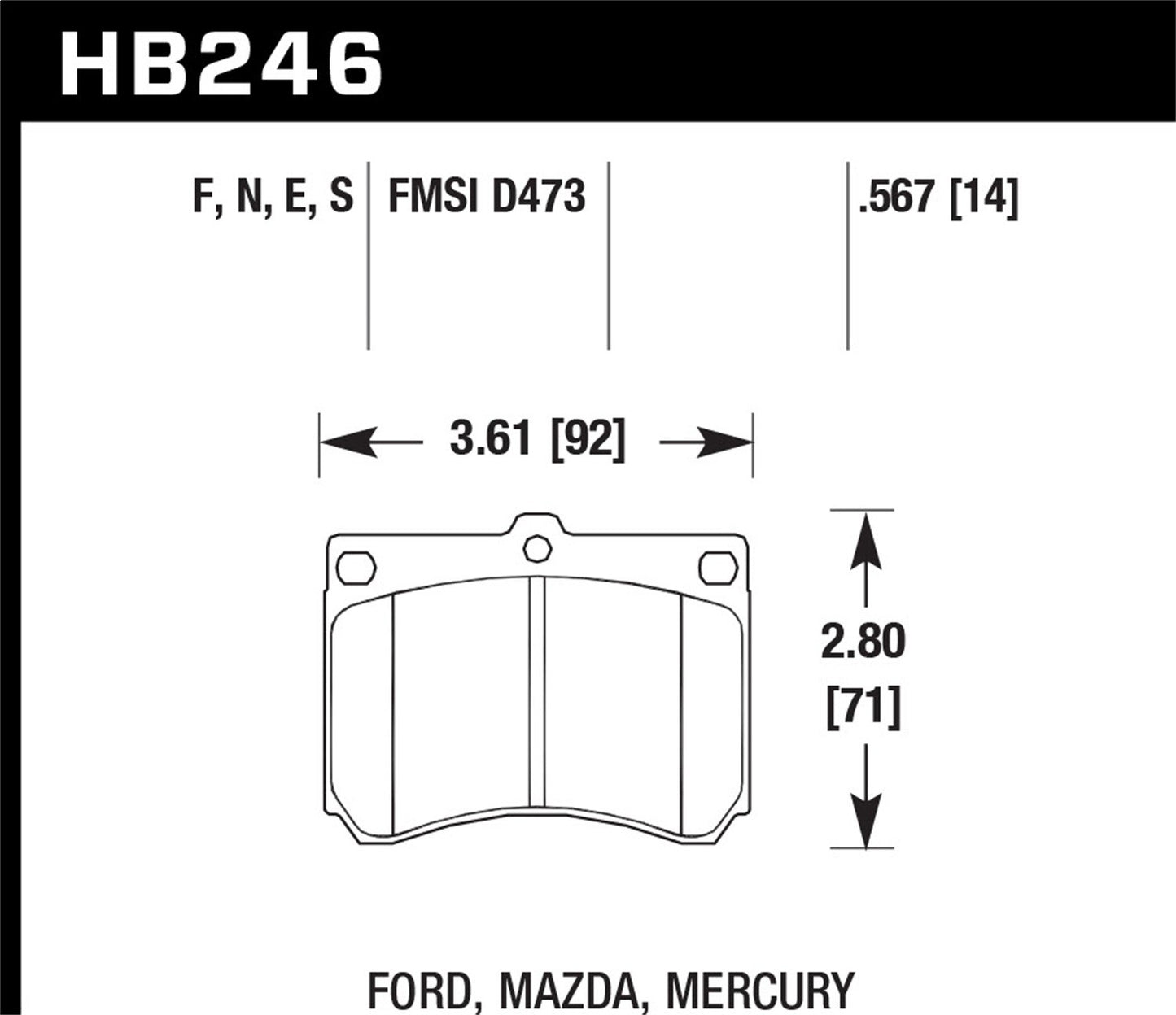 Hawk Street HPS Brake Pads Front Ford Escort LX-E 1992-1993