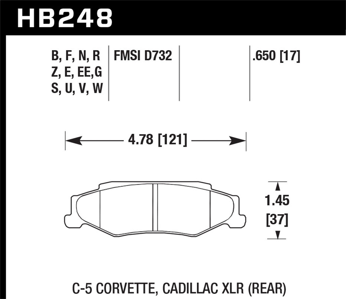 Hawk Street HPS Brake Pads Rear Cadillac XLR V 2006-2008 *Discontinued