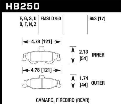 Hawk Street HPS Brake Pads Rear Chevrolet Camaro Base 1998-2002 *Discontinued