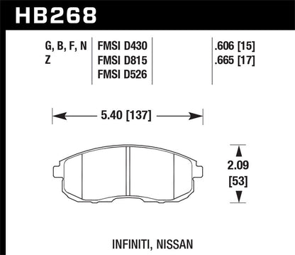 Hawk Street HPS Brake Pads Front Infiniti G35 Base 2005-2005 *Discontinued