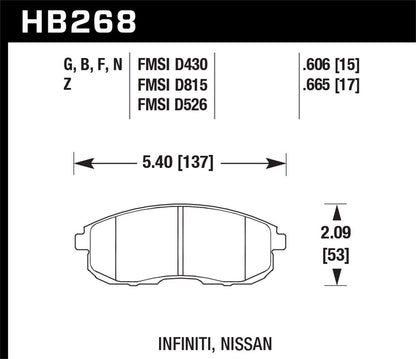 Hawk Street HPS Brake Pads Front Infiniti G35 Base 2005-2005 *Discontinued