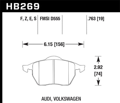 Hawk Ceramic Brake Pads Front Audi 100 S 1992-1994