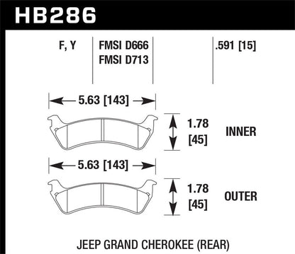 Hawk LTS Truck/SUV Brake Pads Rear Jeep Cherokee Base 1997-1998