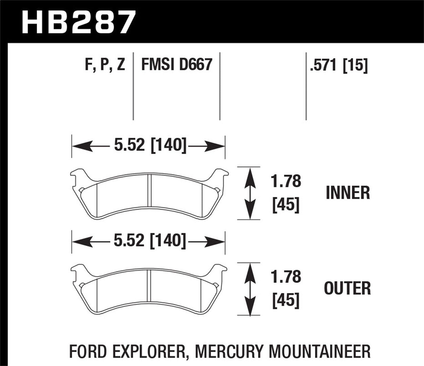 Hawk Ceramic Brake Pads Rear Ford Explorer Sport 2002-2003