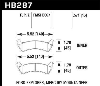 Hawk Ceramic Brake Pads Rear Ford Explorer Sport 2002-2003