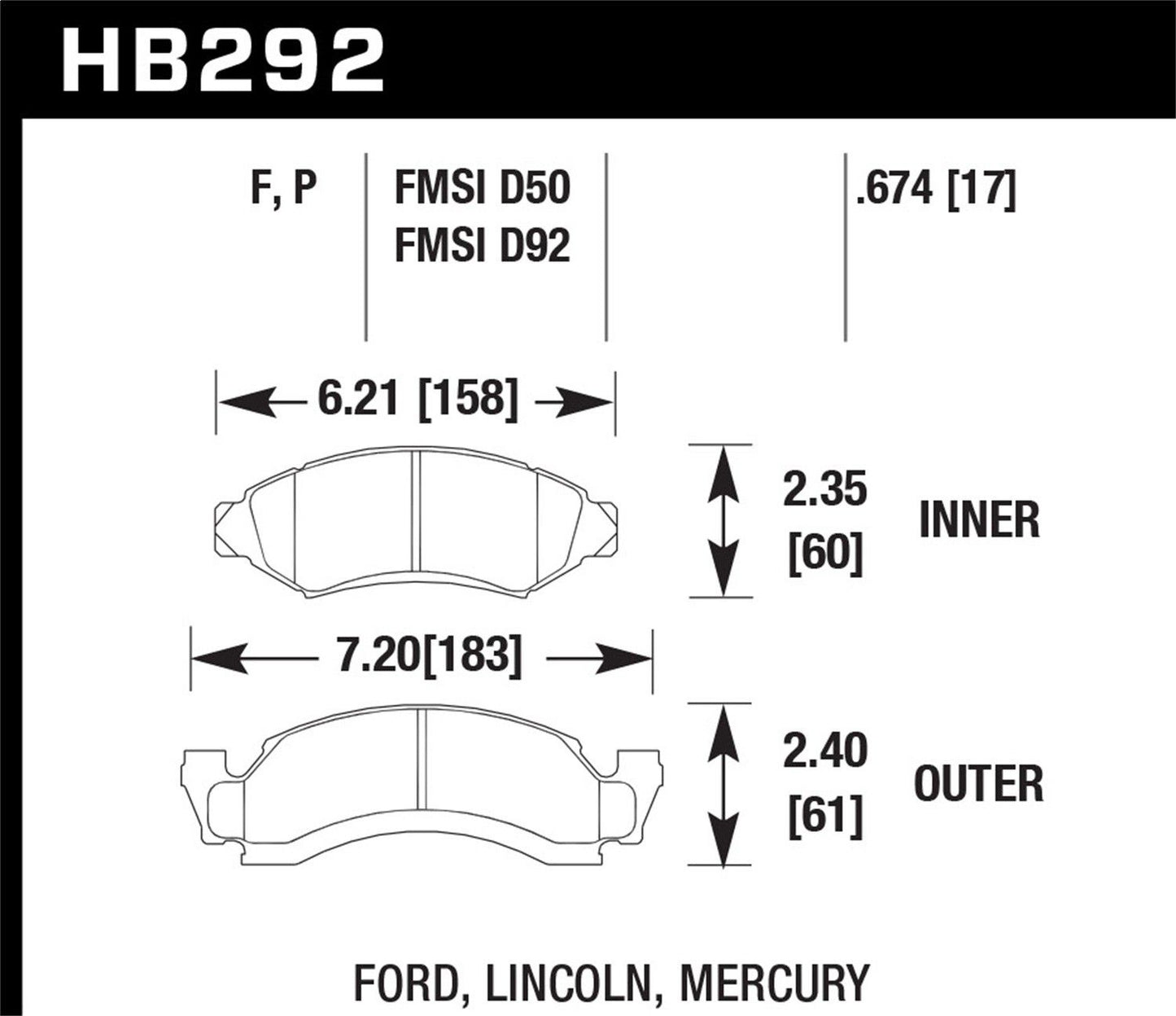 Hawk SuperDuty Brake Pads Front Ford Bronco Base 1978-1986