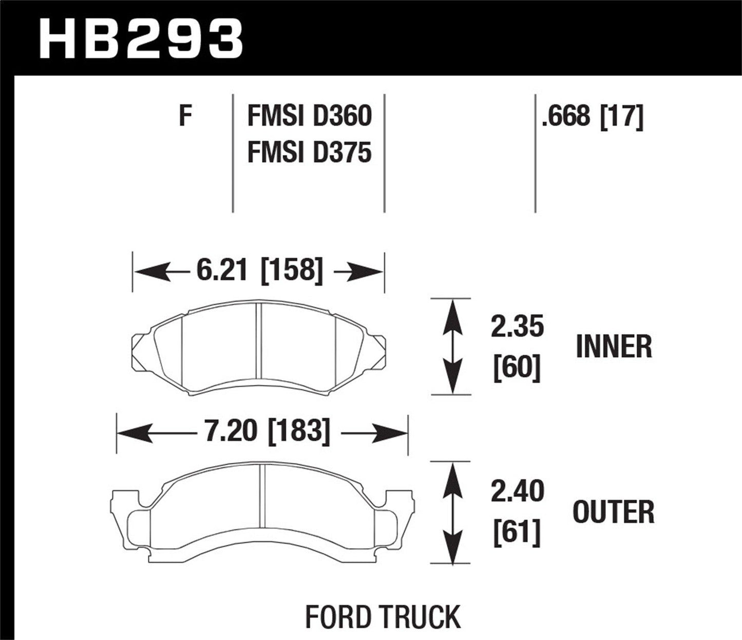 Hawk Street HPS Brake Pads Front Ford E-150 Econoline Base 90-93