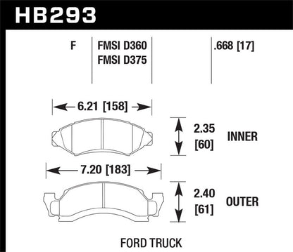 Hawk Street HPS Brake Pads Front Ford E-150 Econoline Base 90-93