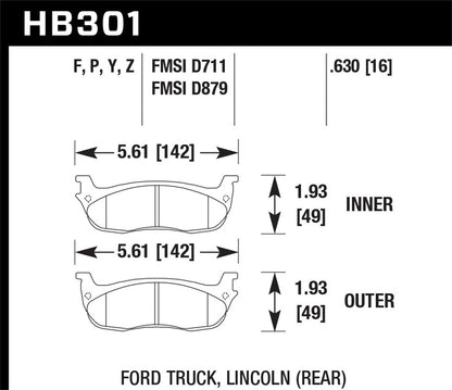 Hawk Street HPS Brake Pads Rear Ford F-150 Base 1999-2003