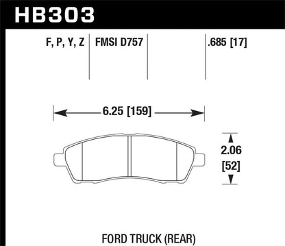 Hawk LTS Truck/SUV Brake Pads Rear Ford Excursion Base 2000-2003