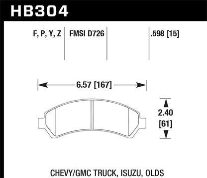 Hawk Street HPS Brake Pads Front Chevrolet Blazer Base 1997-1997