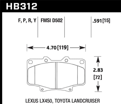 Hawk SuperDuty Brake Pads Front Lexus LX450 Base 1996-1997