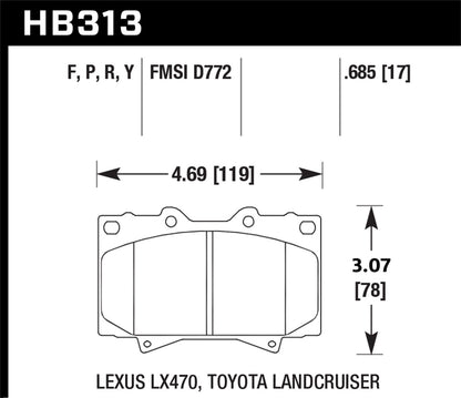 Hawk SuperDuty Brake Pads Front Lexus LX470 Base 1998-2007