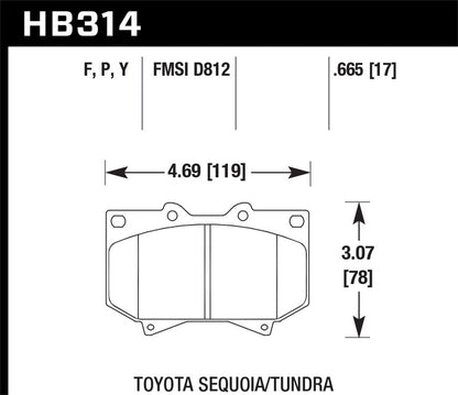 Hawk SuperDuty Brake Pads Front Toyota Sequoia Base 2001-2002