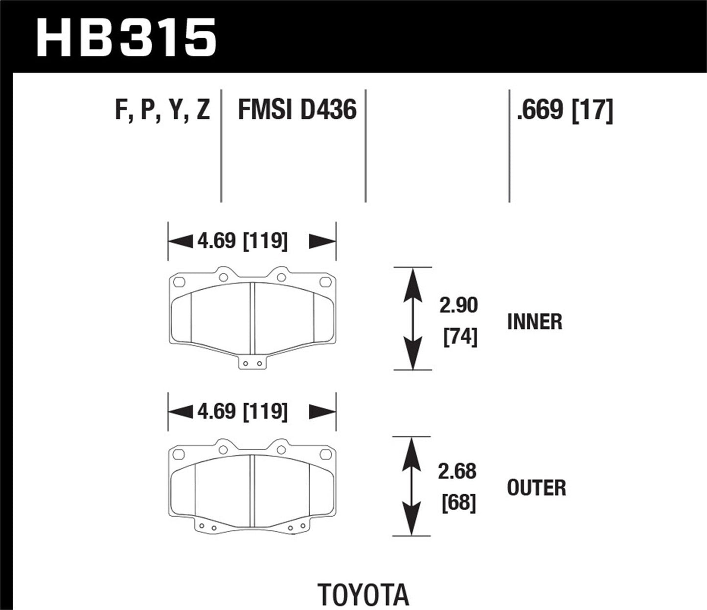 Hawk Ceramic Brake Pads Front Toyota Pickup SR5 1994-1995