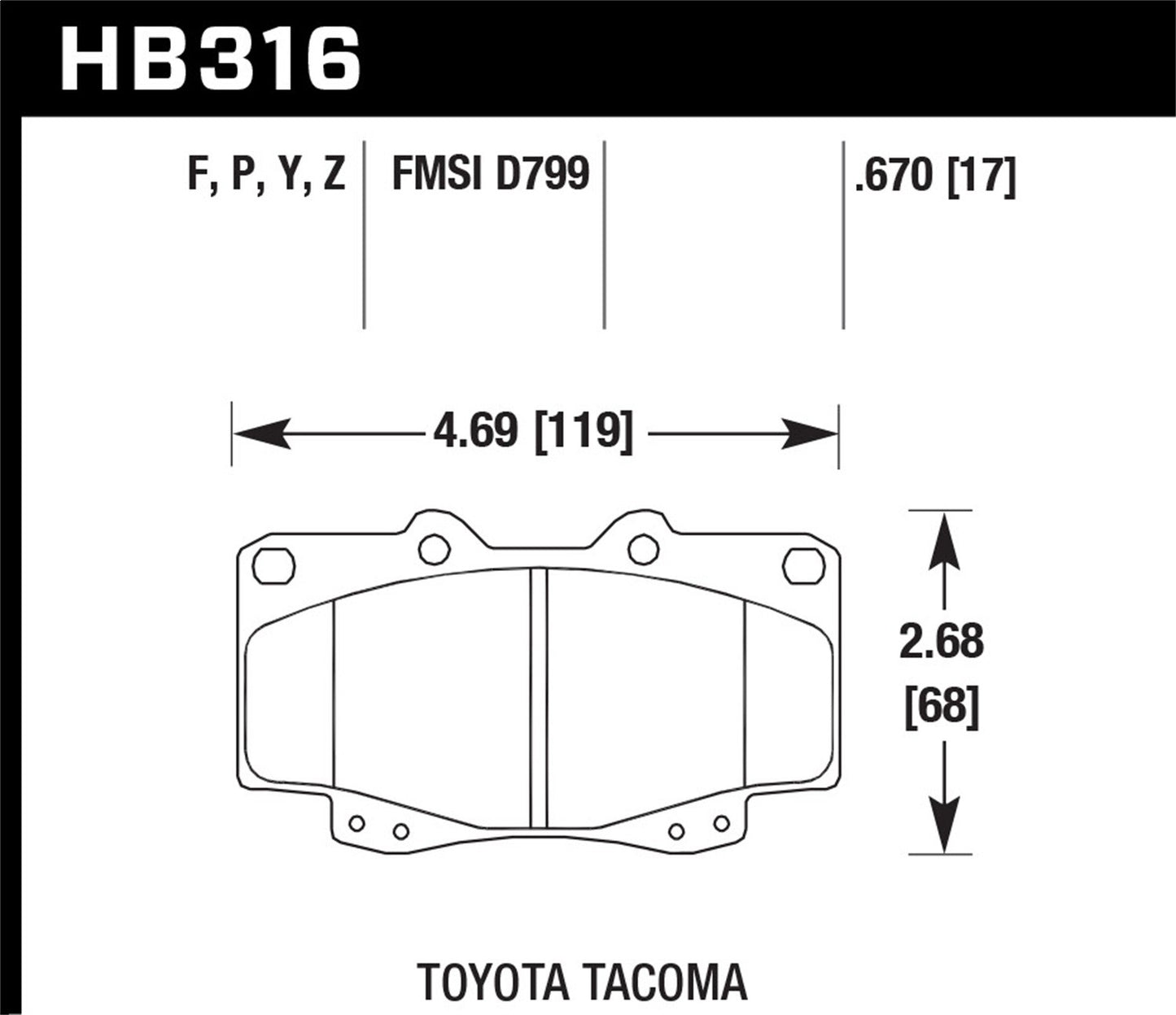 Hawk Ceramic Brake Pads Front Toyota Tacoma Base 2002-2002