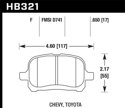 Hawk Street HPS Brake Pads Front Toyota Corolla Base 1998-2002
