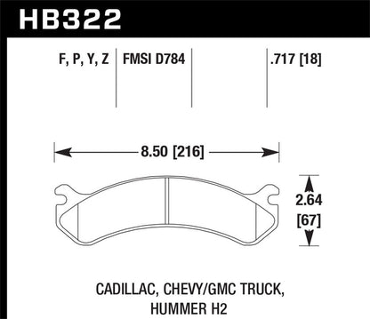 Hawk Street HPS Brake Pads Front Cadillac Deville Base 2000-2005