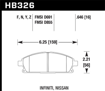 Hawk Street HPS Brake Pads Front Acura MDX Base 2003-2006