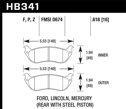 Hawk Street HPS Brake Pads Rear Ford Crown Vic Police 1996-1996