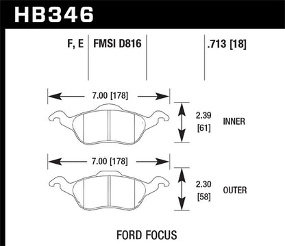 Hawk Street HPS Brake Pads Front Ford Focus ZX3 2003-2004