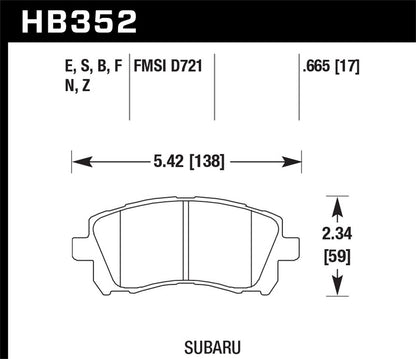 Hawk Street HPS Brake Pads Front Subaru Forester Base 1999-2002 *Discontinued