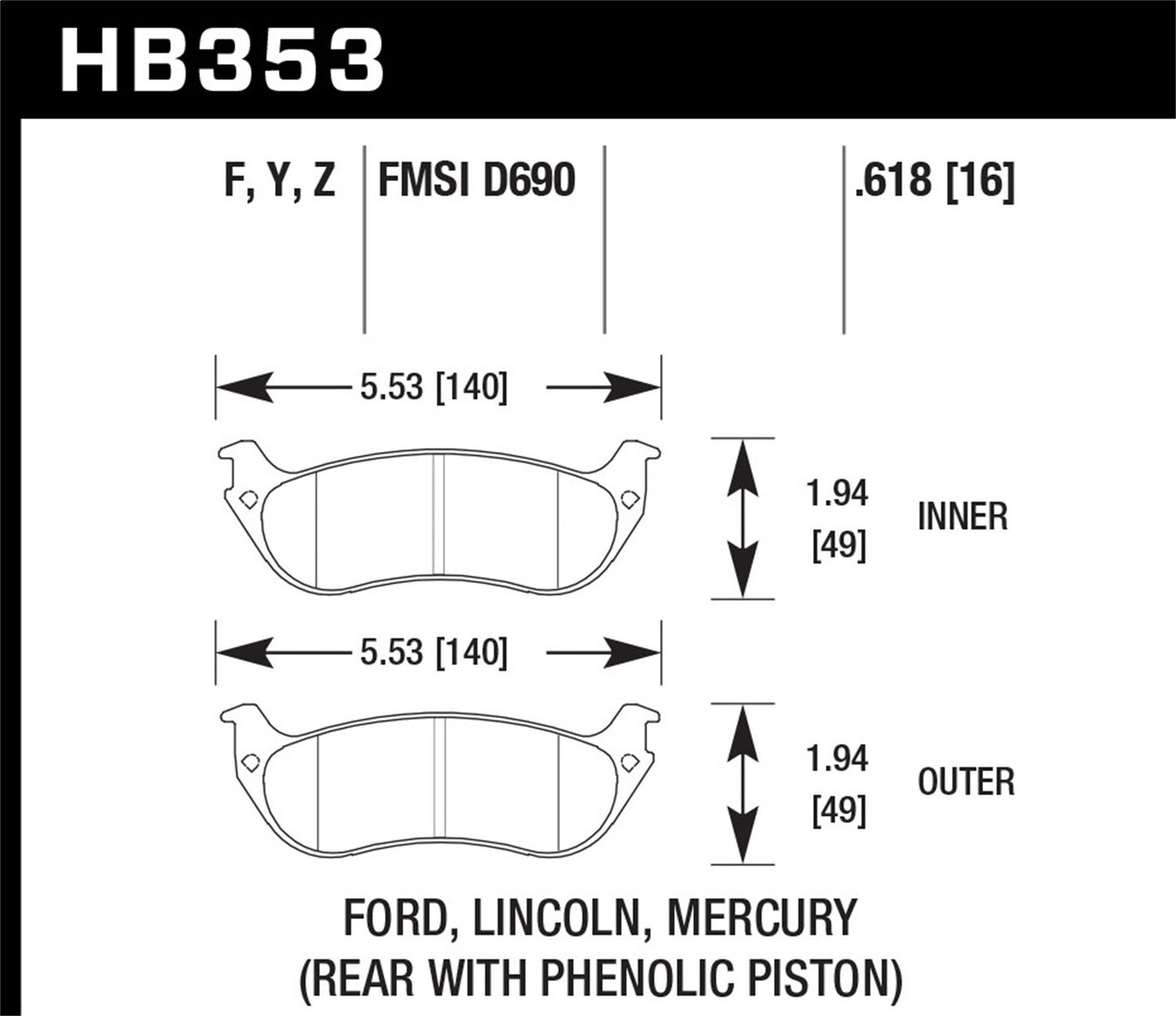 Hawk Ceramic Brake Pads Rear Ford Crown Vic Police 1998-1998