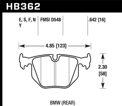 Hawk Street HPS Brake Pads Rear BMW 850CSi Base 1994-1995