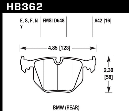Hawk HT (High Temp) Brake Pads Rear BMW 850CSi Base 1994-1995