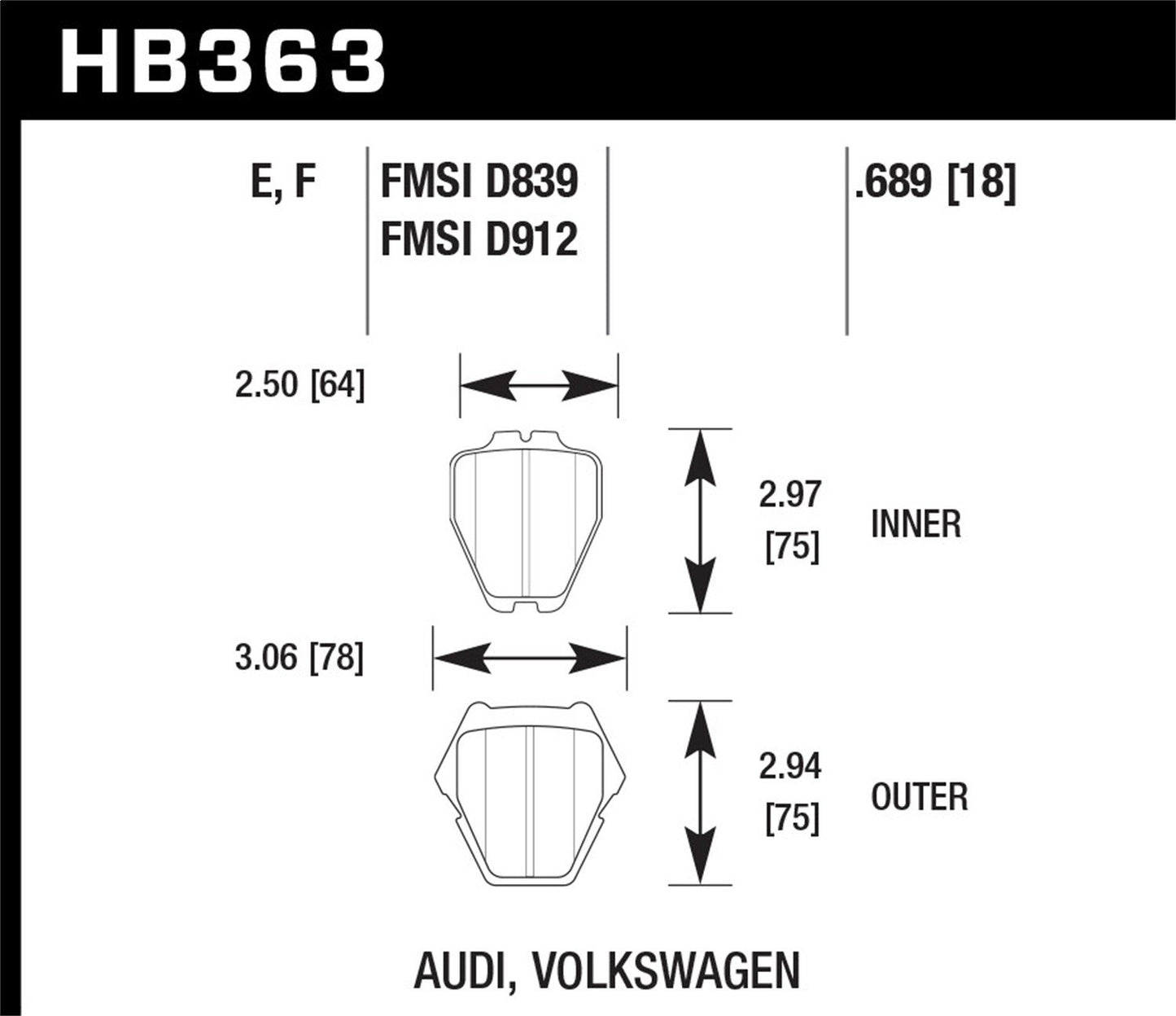 Hawk Street HPS Brake Pads Front Audi A6 Quattro Avant 2004-2004
