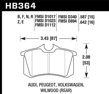 Hawk Blue 9012 Brake Pads Rear Audi A4 Avant 1998-1998