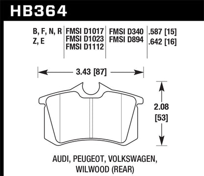 Hawk Blue 9012 Brake Pads Rear Audi A4 Avant 1998-1998
