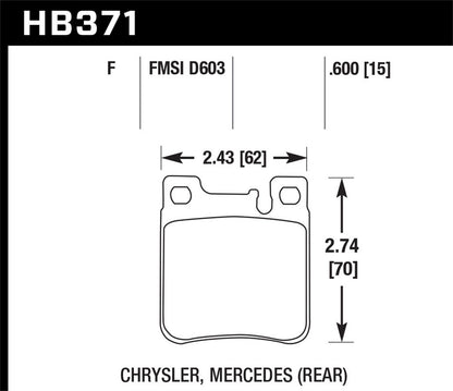 Hawk Street HPS Brake Pads Rear Chrysler Crossfire SRT-6 2005-2006