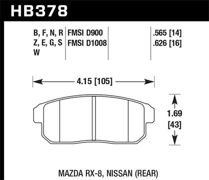 Hawk Street HPS Brake Pads Rear Nissan Maxima Base 2002-2003