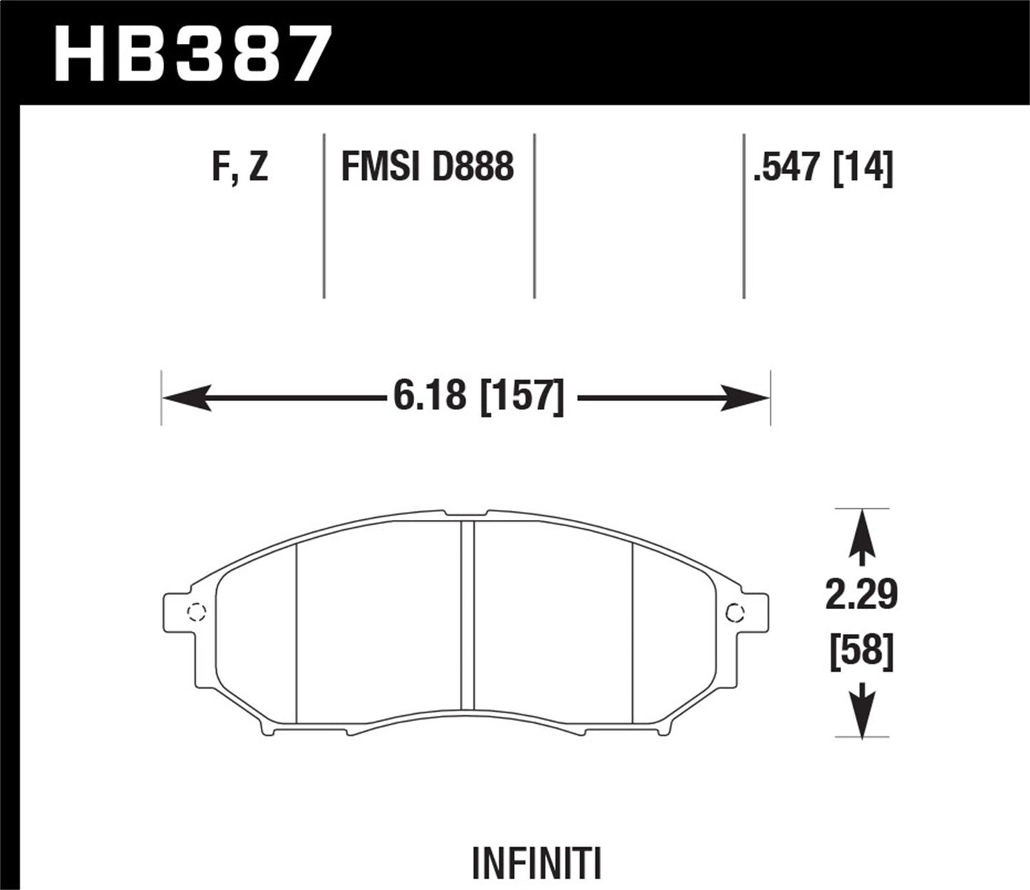 Hawk Street HPS Brake Pads Front Infiniti EX35 Journey 2008-2009 *Discontinued