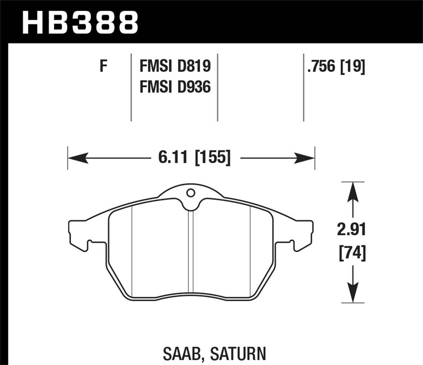Hawk Street HPS Brake Pads Front Saab 9-3 SE 2003-2003