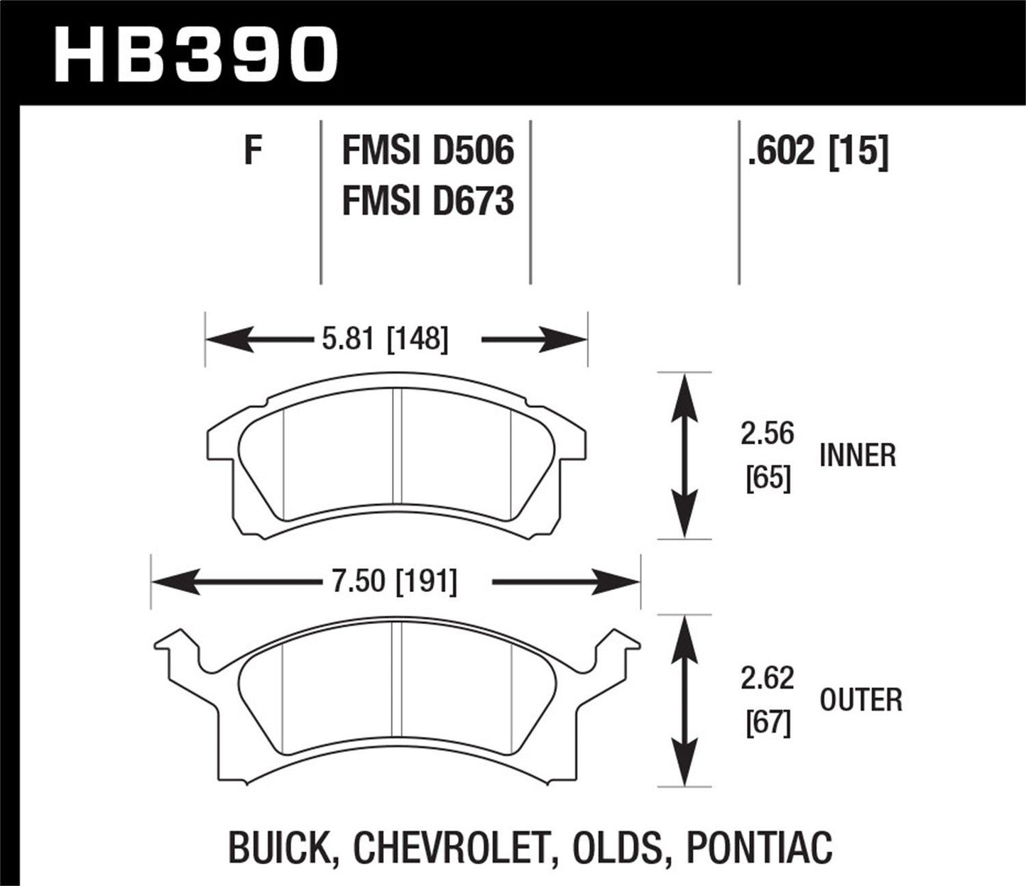 Hawk Street HPS Brake Pads Front Buick Skylark Custom 1991-1991