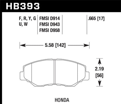 Hawk 03-08 Honda Pilot / 03-11 Honda Element HP+ Street Front Brake Pads HB393N.665