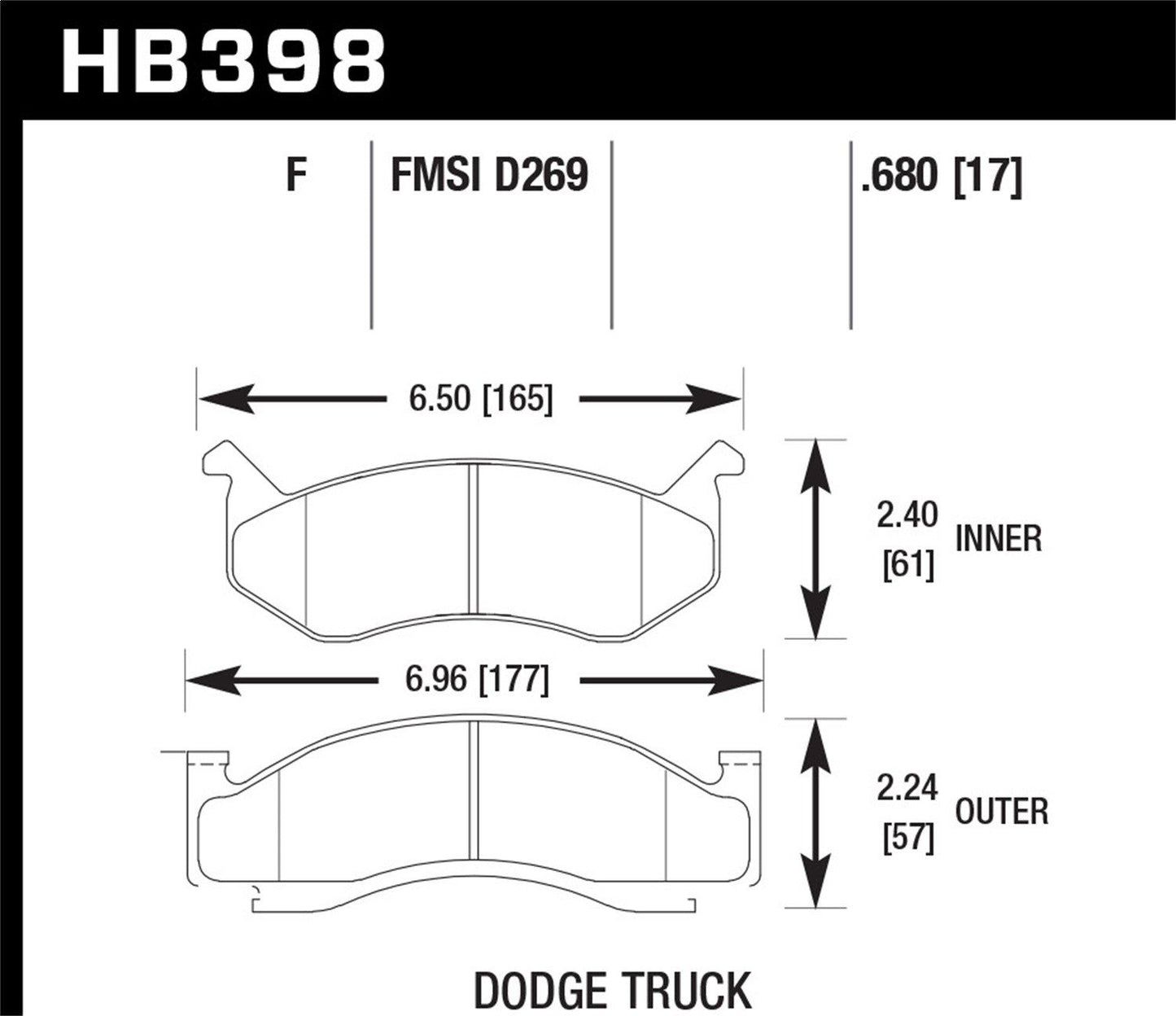 Hawk Street HPS Brake Pads Front Dodge B150 Base 1984-1994