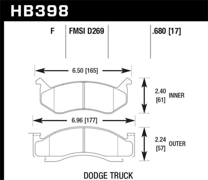 Hawk Street HPS Brake Pads Front Dodge B150 Base 1984-1994