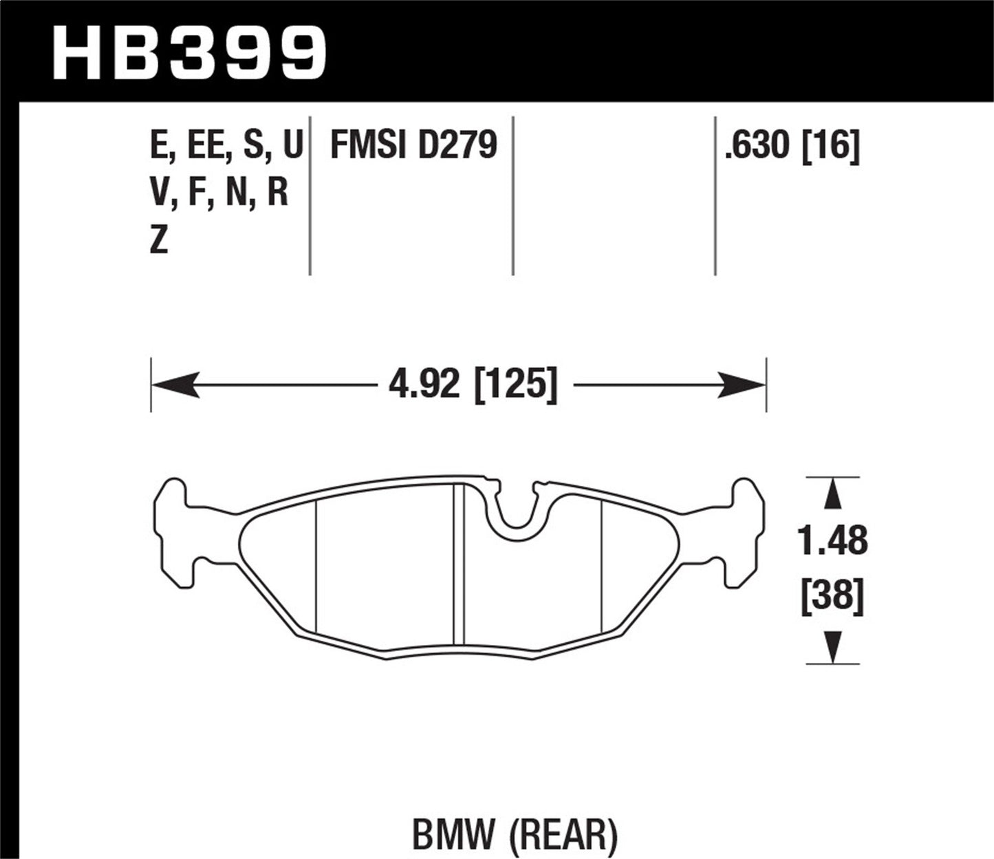 Hawk Street HPS Brake Pads Rear BMW 318Ic Base 1991-1991 *Discontinued