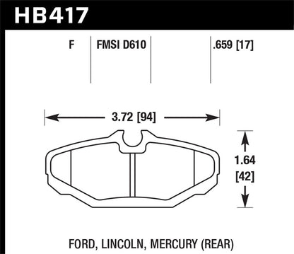 Hawk Street HPS Brake Pads Rear Ford Taurus SHO 1998-1999