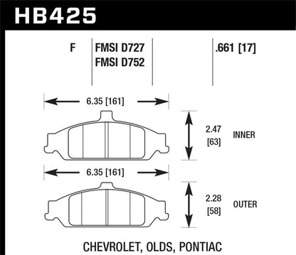 Hawk Street HPS Brake Pads Front Chevrolet Classic Base 2004-2005