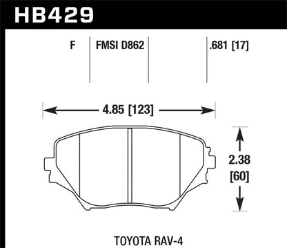 Hawk Street HPS Brake Pads Front Toyota RAV4 All 2001-2005