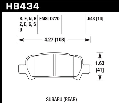 Hawk HT (High Temp) Brake Pads Rear Subaru Baja Base 2003-2004