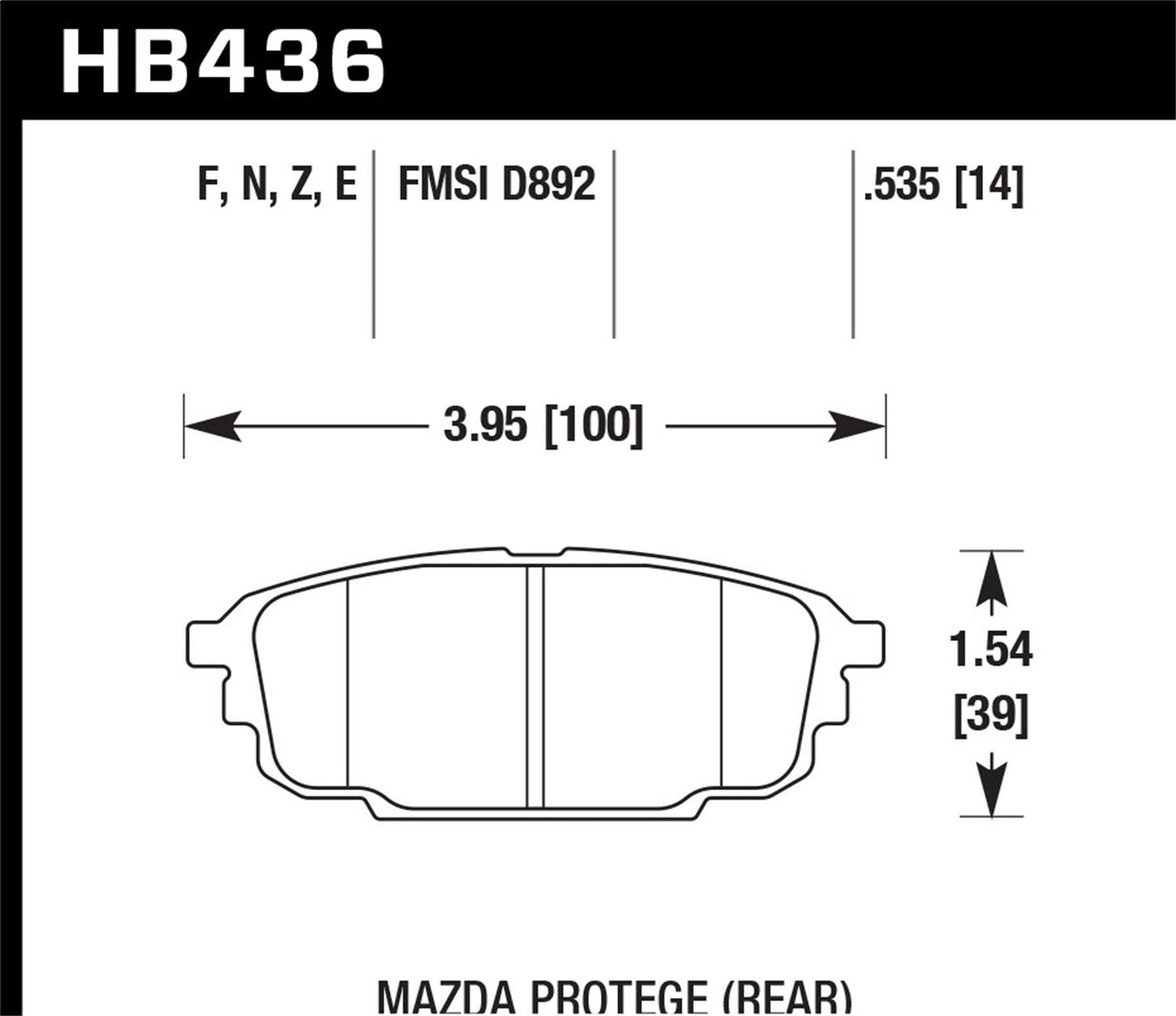 Hawk Street HPS Brake Pads Rear Mazda Protege ES 2002-2003