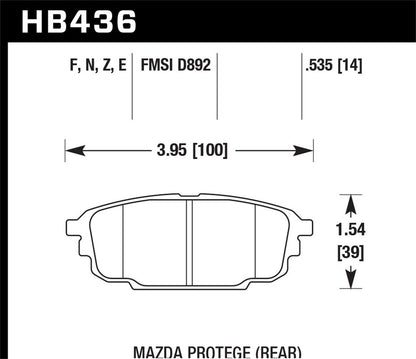 Hawk Street HPS Brake Pads Rear Mazda Protege ES 2002-2003